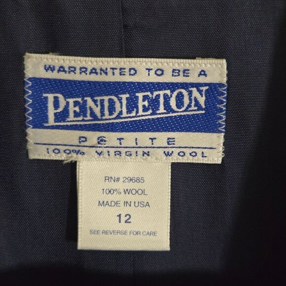 Pendleton 100% Virgin Wool Navy Blue Classic 2 Crested Button Blazer Size 12 - Picture 5 of 6